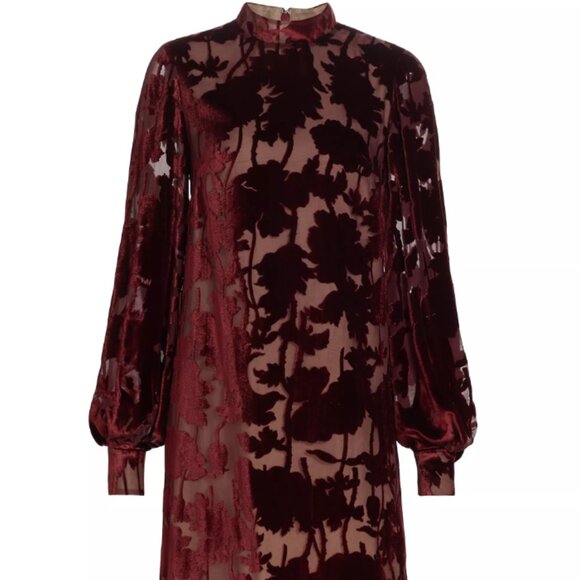 Lela Rose Elizabeth Velvet Floral Burnout Minidress - Picture 2 of 3